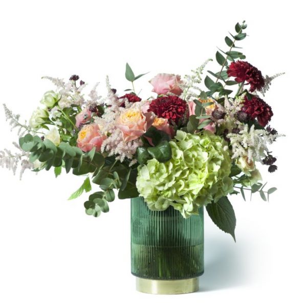 composizione in vaso in vetro verde a domicilio con dev-beliven.cosaporto.it