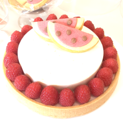 Bavarese pesche lamponi strati atelier a domicilio con cosaporto