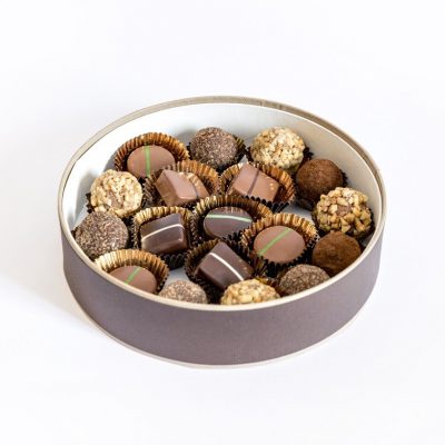 Box scatola tonda praline. consegna a domicilio con cosaporto.