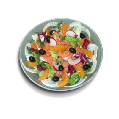 insalata salmone olive finocchi arance