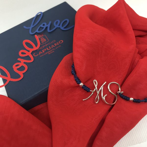 bracciale con iniziali ad intreccio argento