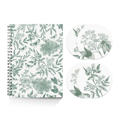 block note e sottobicchieri botanico