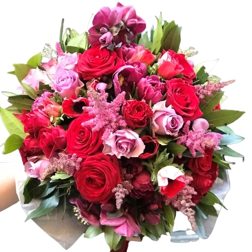 Bouquet misto rosso Fiorile Firenze consegna a domicilio con Cosaporto