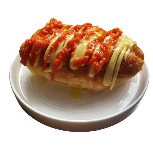 Bun, gamberi, ketchup di peperoni e maionese al limone Golinos consegna a domicilio con Cosaporto