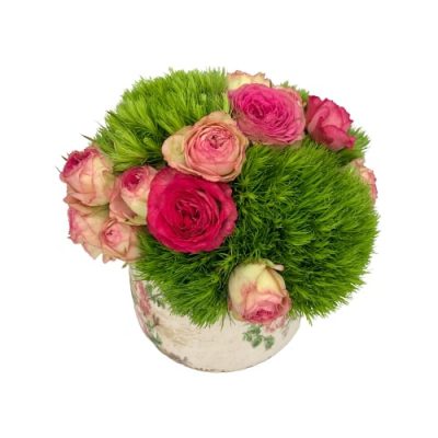 Composizione di fiori freschi in vasetto decorato Fiorile Firenze consegna a domicilio con Cosaporto