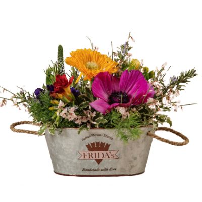 Cestino di Latta Frida's Flowers consegna a domicilio con Cosaporto