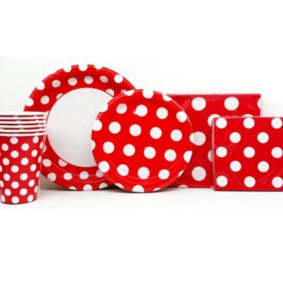 Set tavola rosso a pois Parioli Party consegna a domicilio con Cosaporto