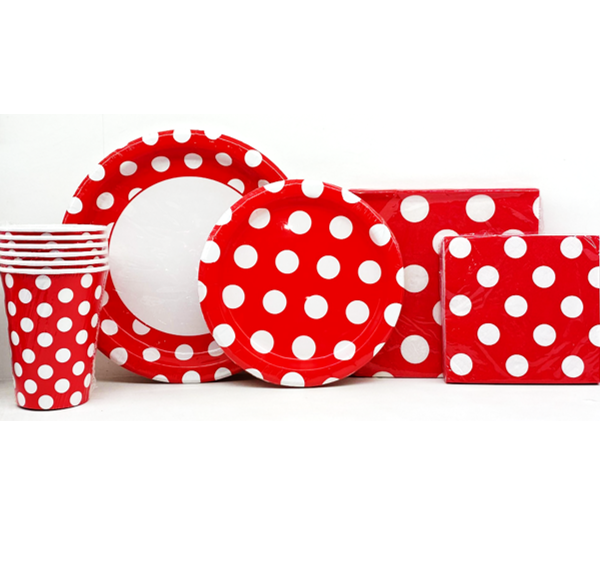 Set tavola rosso a pois Parioli Party consegna a domicilio con Cosaporto