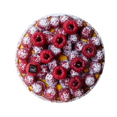 Torta con crema pasticcera e lamponi Pavé consegna a domicilio con Cosaporto