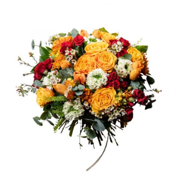 Bouquet tonalità arancio rosso e bianco di Eredi Bagatin consegna a domicilio con Cosaporto