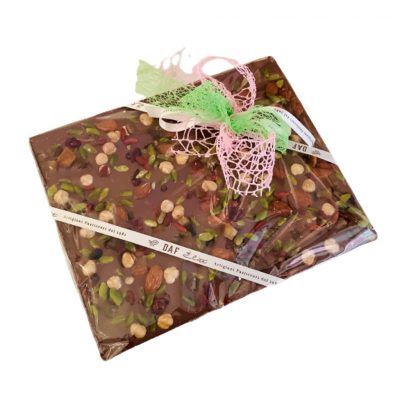 Tabló di cioccolata fondente o al latte ricoperta di frutta secca e canditi - 750gr Daf Elite ordina online su Cosaporto.it