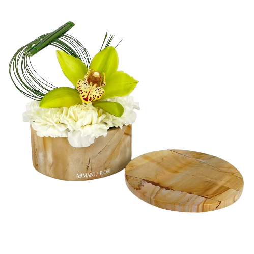 Composizione floreale di Garofani ed Orchidea Cymbidium Armani / Fiori consegna a domicilio con Cosaporto