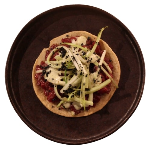 Tostada con Battuto di Coscia di Fassona Carnal Express consegna a domicilio con dev.cosaporto.it