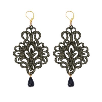 Orecchini Giglio oro nero Tità Bijoux consegna a domicilio con cosaporto