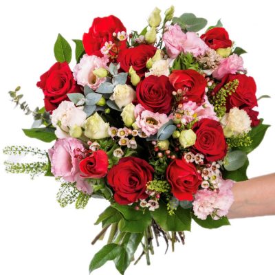Bouquet delicato sui toni del Rosa e Rosso consegna a domicilio con cosaporto