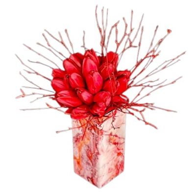 Tulipani e rami di betulla rossi Armani / Fiori consegna a domicilio con Cosaporto