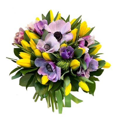 Bouquet Anemoni e Tulipani Eredi Bagatin consegna a domicilio con cosaporto