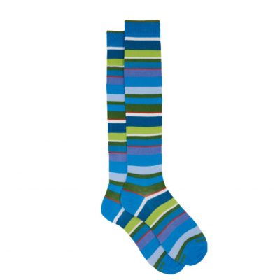 Calze lunghe uomo turchese righe multicolor Gallo 1927 consegna a domicilio con cosaporto