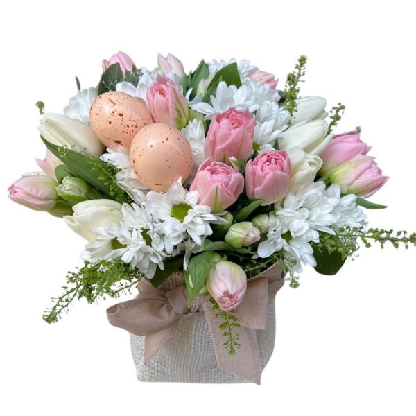 Sacchettino juta tulipani margherite Eredi Bagatin consegna a domicilio con cosaporto