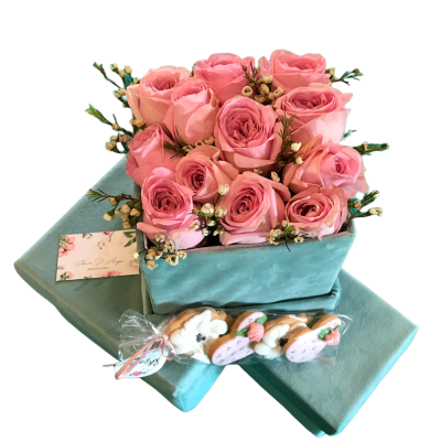 Flowers Box Velvet Mint Quad Fleurs D'Ange consegna a domicilio con Cosaporto