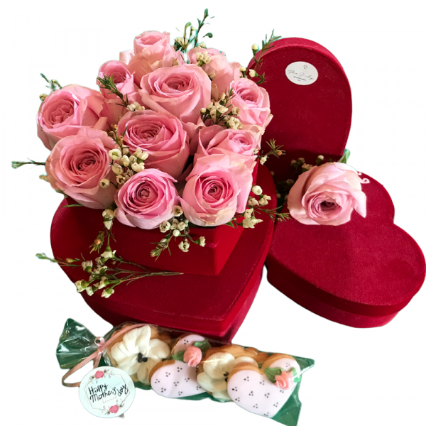 Flowers Box Cuore Red Velvet Fleurs D'Ange consegna a domicilio con Cosaporto