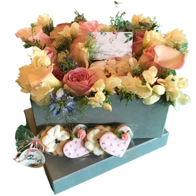 Flowers Box Grey Pearl Fleurs D'Ange consegna a domicilio con Cosaporto