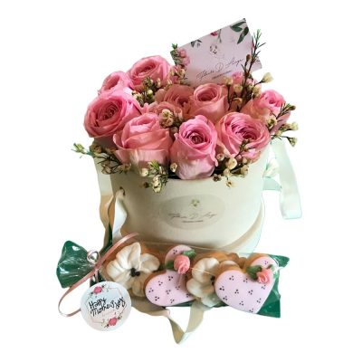 Flowers Box Cappelliera Velvet Ivory Fleurs D'Ange consegna a domicilio con Cosaporto